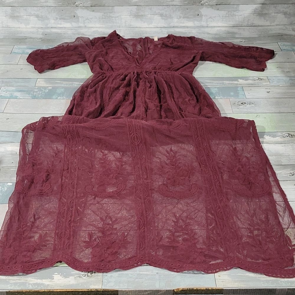 Wishlist Maroon Lace Long Cover Short Romper sz Large